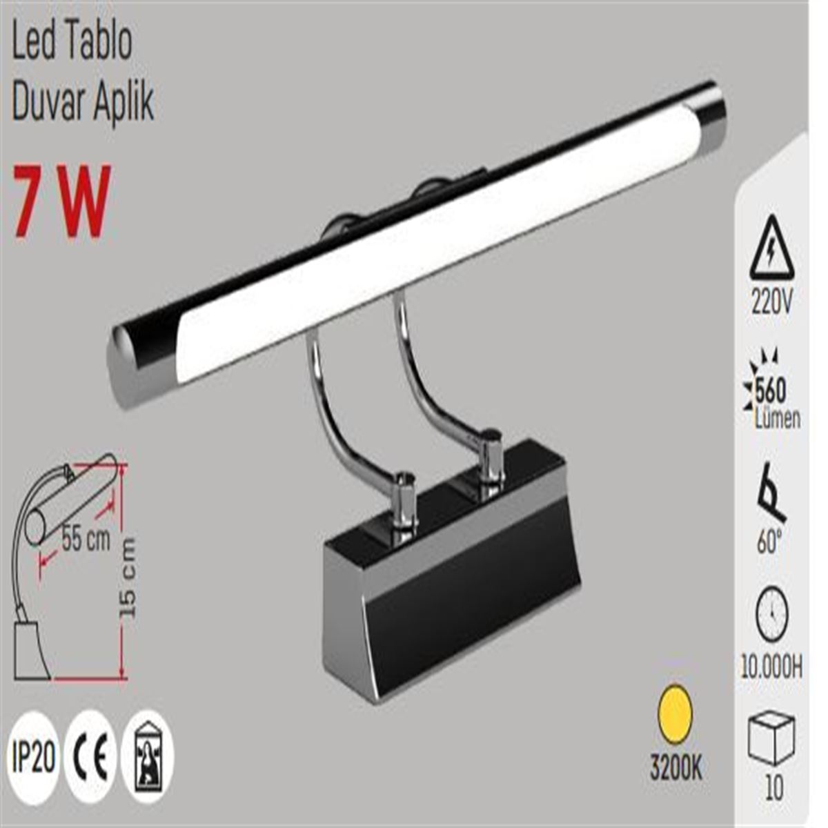 7W.55cm LED TABLO APLİĞİ 4000K 1